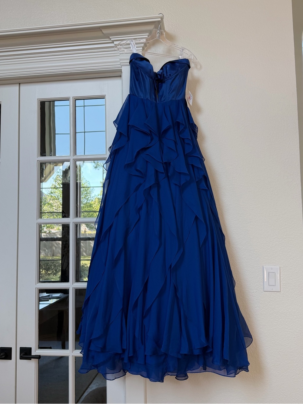 Strapless Ava Presley Royal Blue Ruffled Evening Dress / Homecoming / Prom Dress